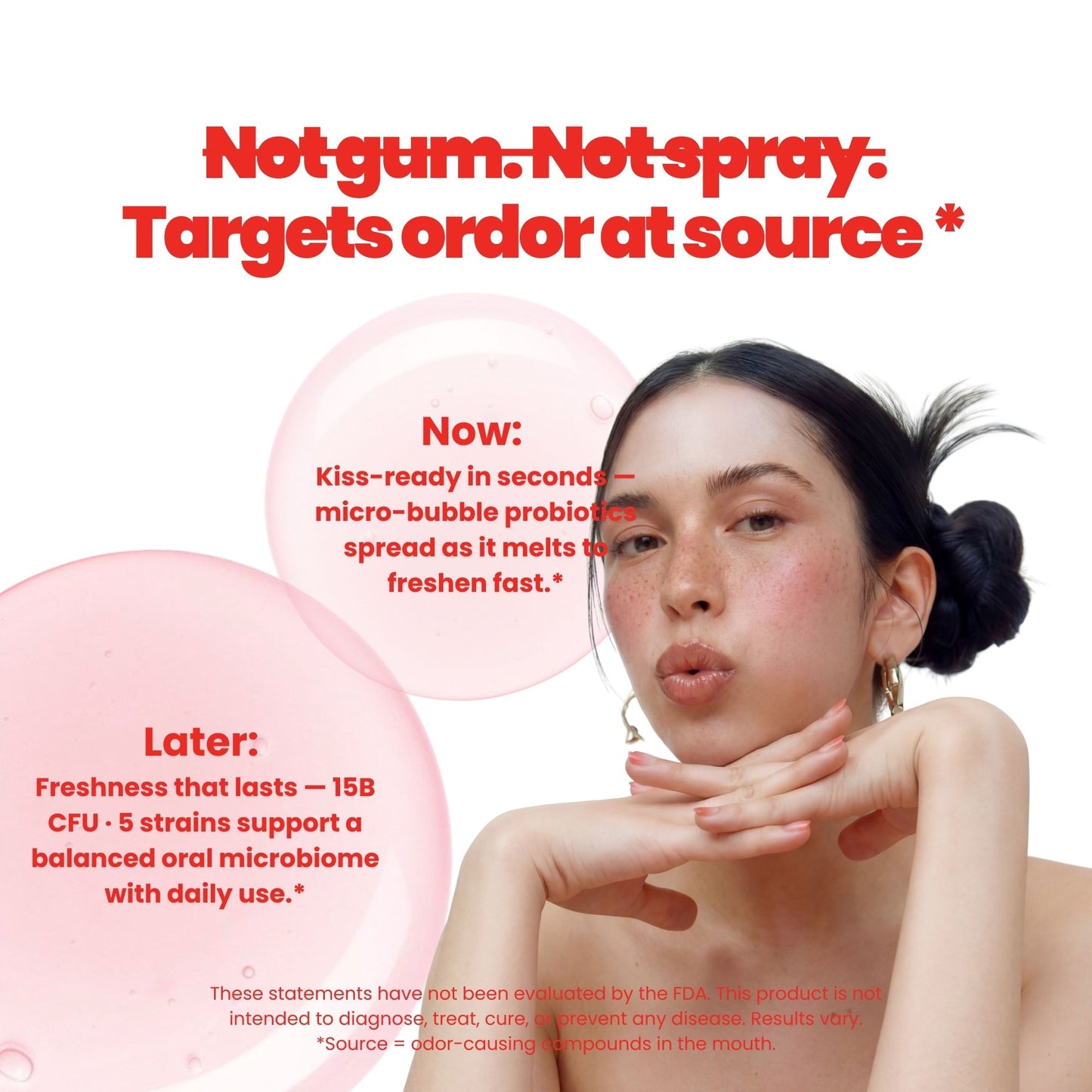 Beezoo Strawberry Probiotic Fizz Tabs Kiss-Ready Fresh Breath 15B CFU Tab 21 Tabs Oral Probiotic Supplement