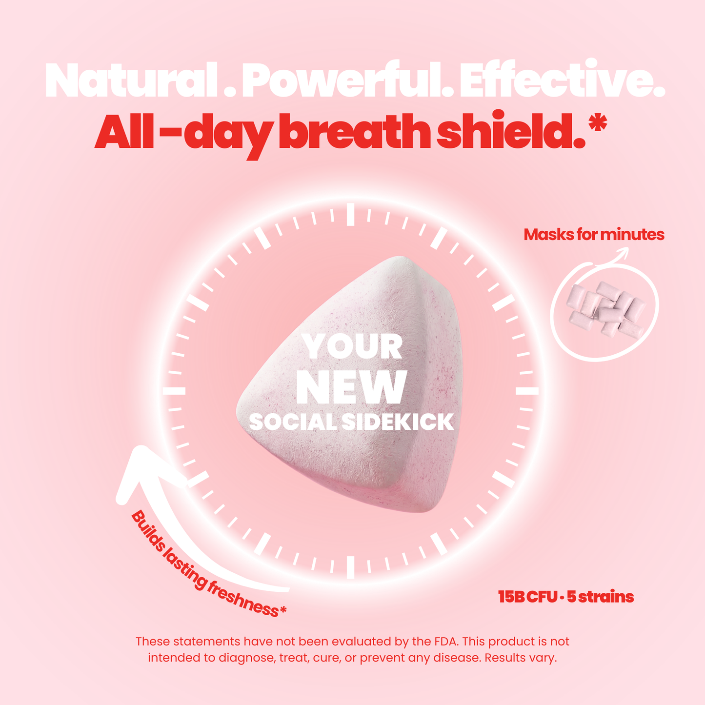 Beezoo Strawberry Probiotic Fizz Tabs Kiss-Ready Fresh Breath 15B CFU Tab 21 Tabs Oral Probiotic Supplement