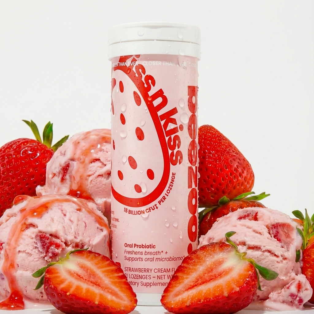 Beezoo Strawberry Probiotic Fizz Tabs Kiss-Ready Fresh Breath 15B CFU Tab 21 Tabs Oral Probiotic Supplement